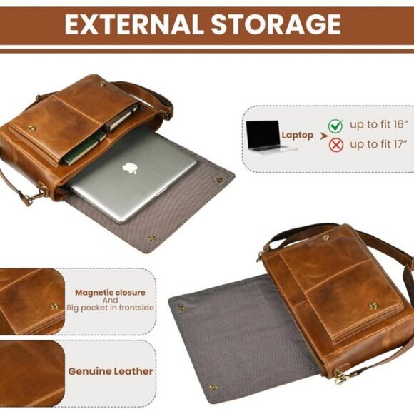 ⚡Leather Village Men & Women Red Vintage Leather Messenger Handmade Bag - Picture 3 of 8